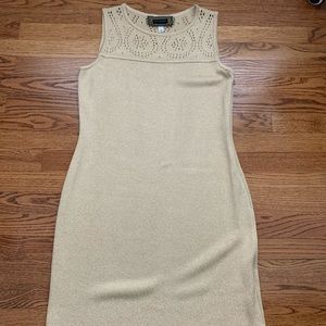 ST. JOHN KNIT GOLD SHIMMER DRESS SZ 8